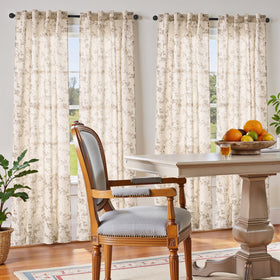 Jinchan Linen Floral Curtains 84in living room view highlights warm ambiance and airy brightness