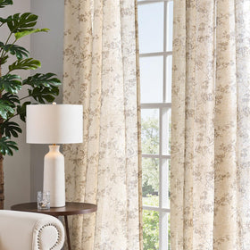 Jinchan Linen Floral Curtains 84in warm taupe on beige tone enhances rustic charm