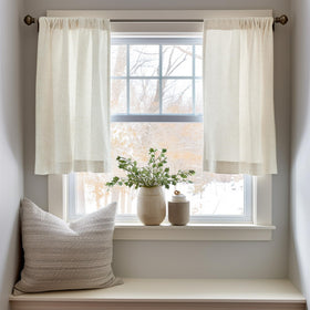 Jinchan linen textured tier curtains kitchen window with gentle daylight.