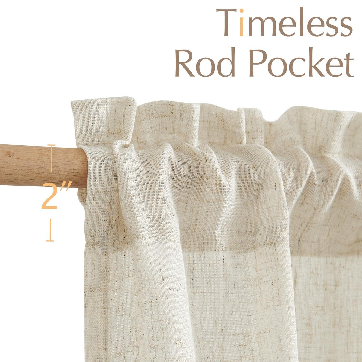 Jinchan tier curtains with 2-inch rod pocket for easy installation.