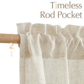 Jinchan tier curtains with 2-inch rod pocket for easy installation.