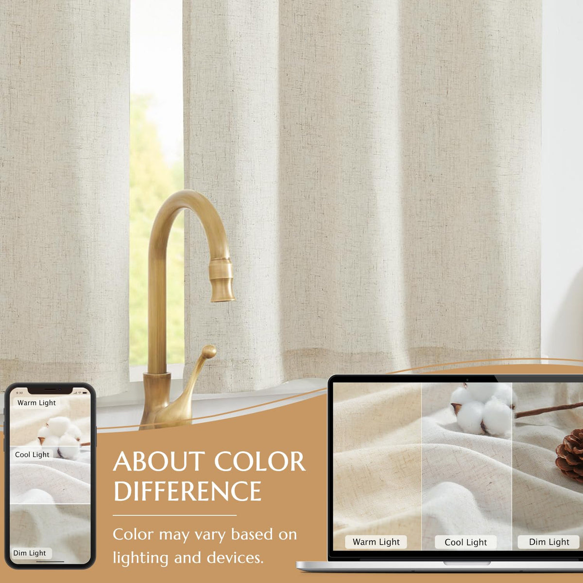 Jinchan linen tier curtains ideal for small spaces or half-windows.