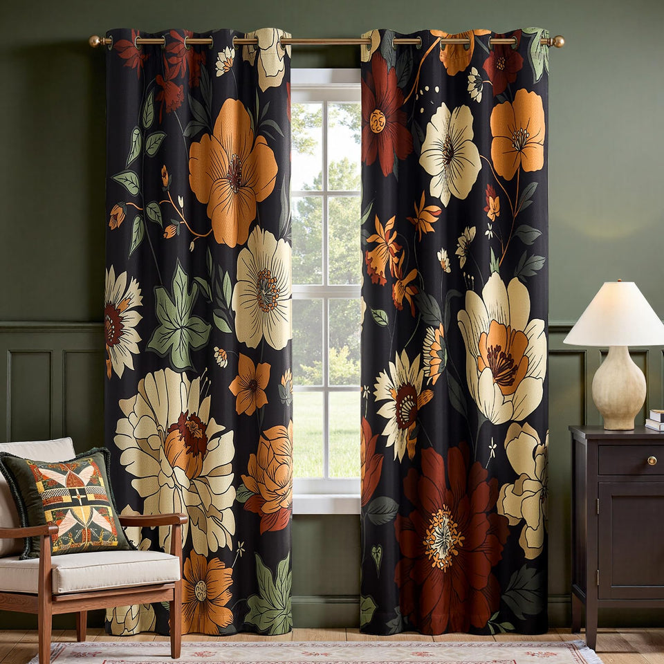 jinchan Lora floral curtains, 84 inch length, block light for quiet bedrooms.