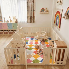 jinchan Macy circus-inspired diamonds create a vibrant, cozy play surface