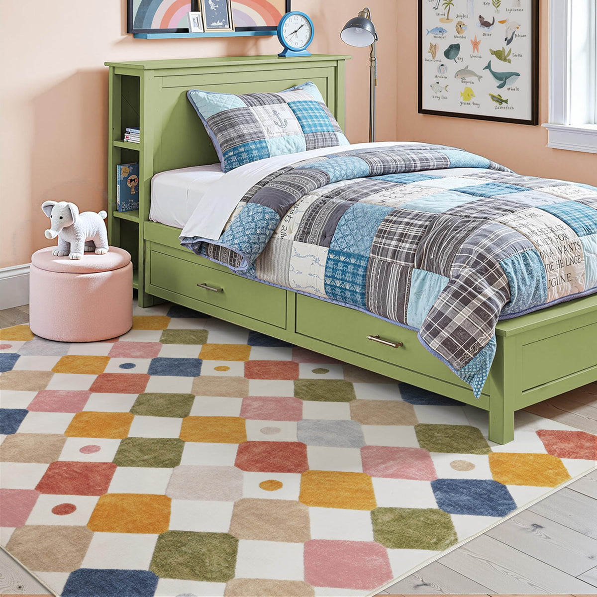 jinchan Macy non-slip backing keeps the rug in place