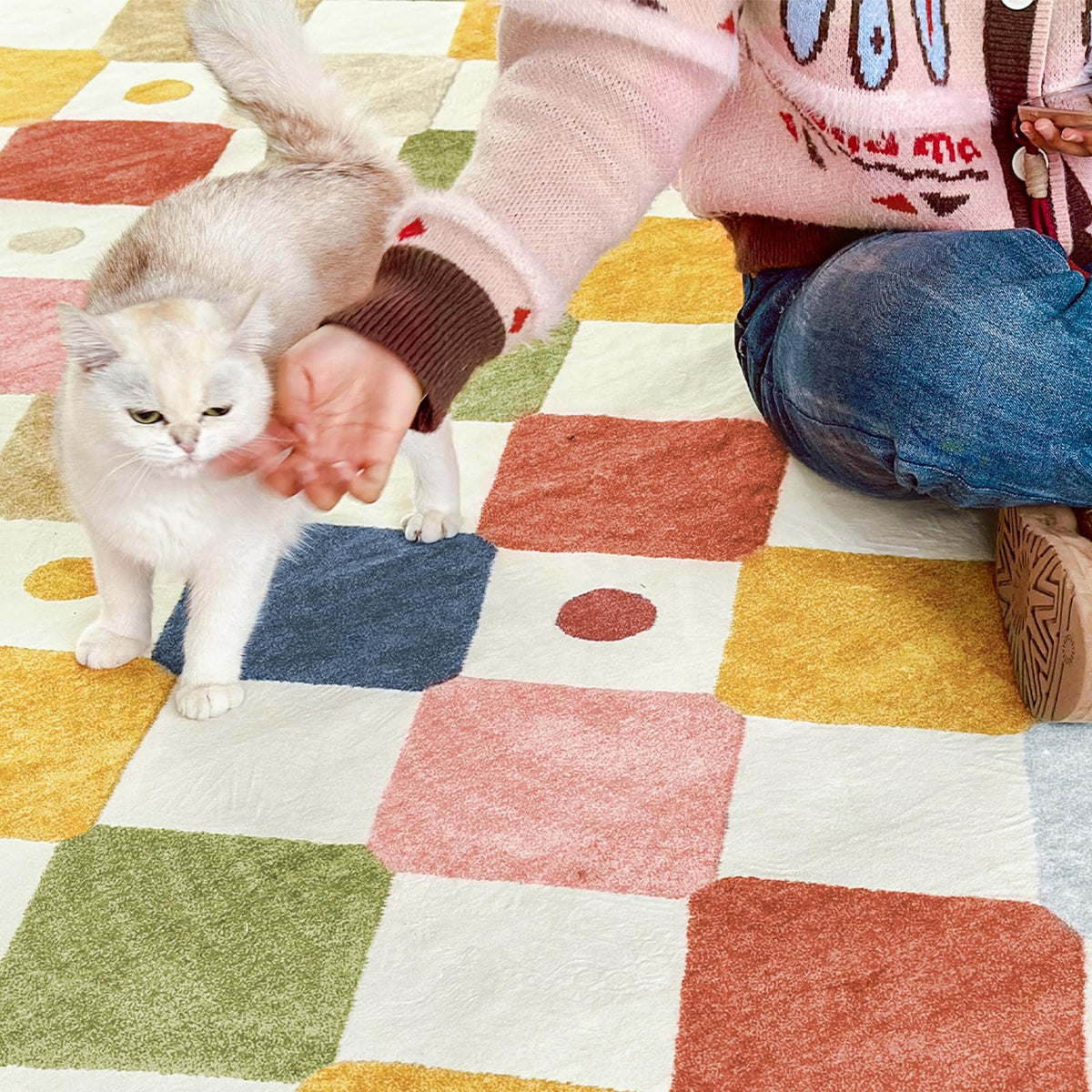 jinchan Macy soft cream background with colorful dots feels welcoming