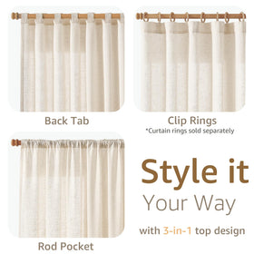 Natural linen texture of Jinchan curtains with warm light diffusion.