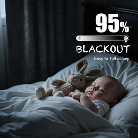 Jinchan nursery blackout curtains with woodland print for improved nap time darkness.