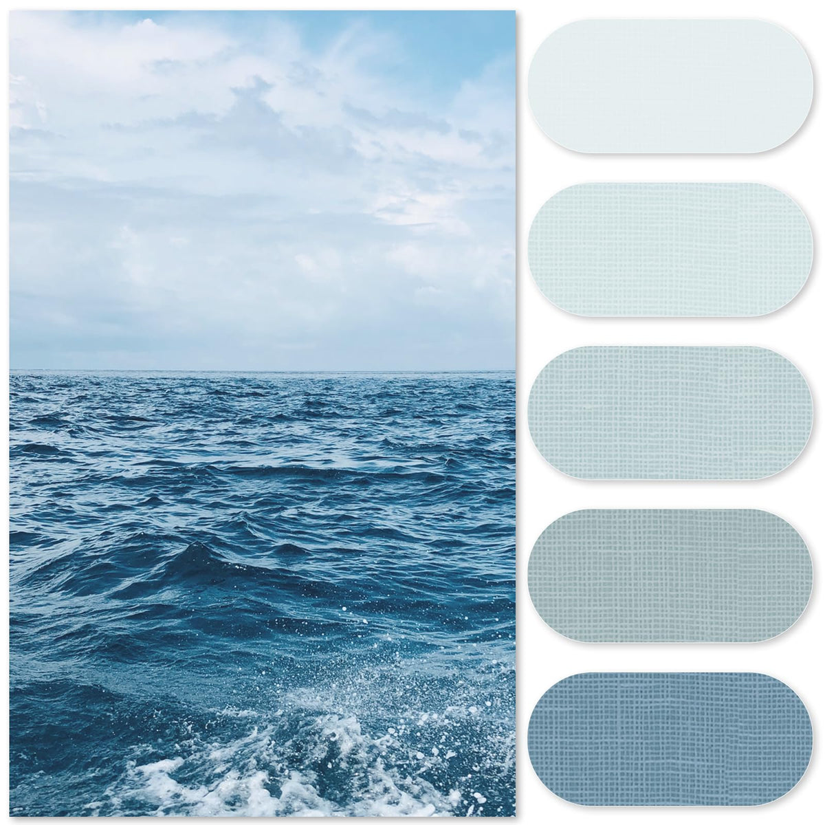 Jinchan ocean-gradient striped curtain complements neutral decor and modern fixtures.