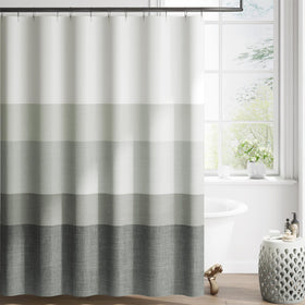 Jinchan Ombre Cloudy Grey striped shower curtain adds a modern gradient focal point to your bathroom.