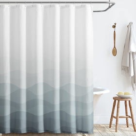 Jinchan ombre grey ocean wave curtain with gradient design for nautical bathroom decor