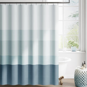 Jinchan ombre ocean blue shower curtain adds calm gradient to your bathroom.