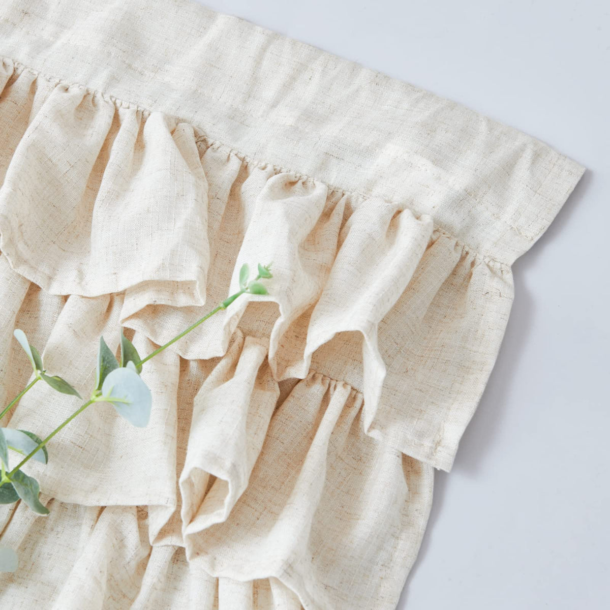 Jinchan ruffled linen valance complements cottage and shabby chic decor