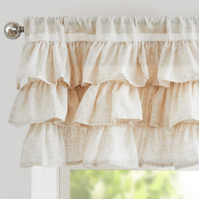 Jinchan ruffled valance curtain with linen texture softens daylight in a kitchen window