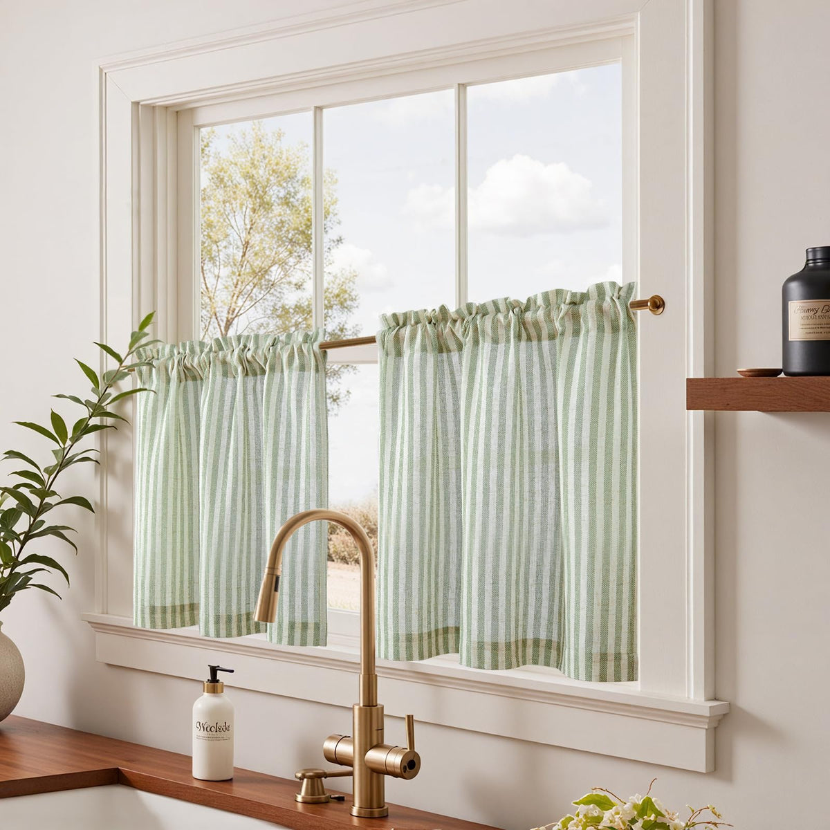 jinchan striped linen curtains rod-pocket detail for easy hanging