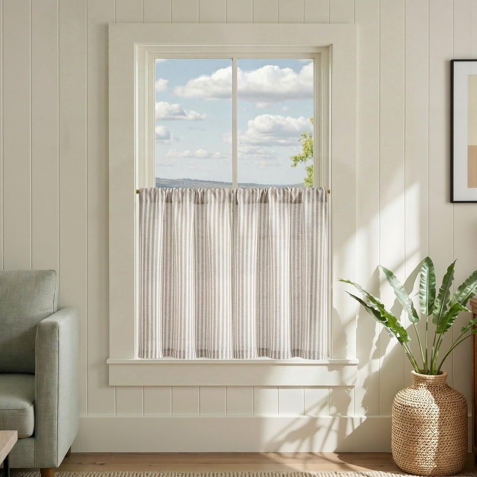 Jinchan striped linen kitchen curtains 30in panel 01 diffuse soft natural light