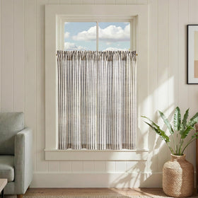 Jinchan striped linen kitchen curtains 36-inch panel assembly for easy installation and light filtering
