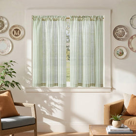 jinchan striped linen kitchen curtains in sage green pair add soft light and privacy