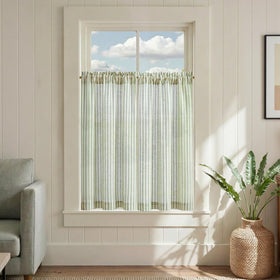 jinchan striped linen kitchen curtain sage green with gentle light filtering