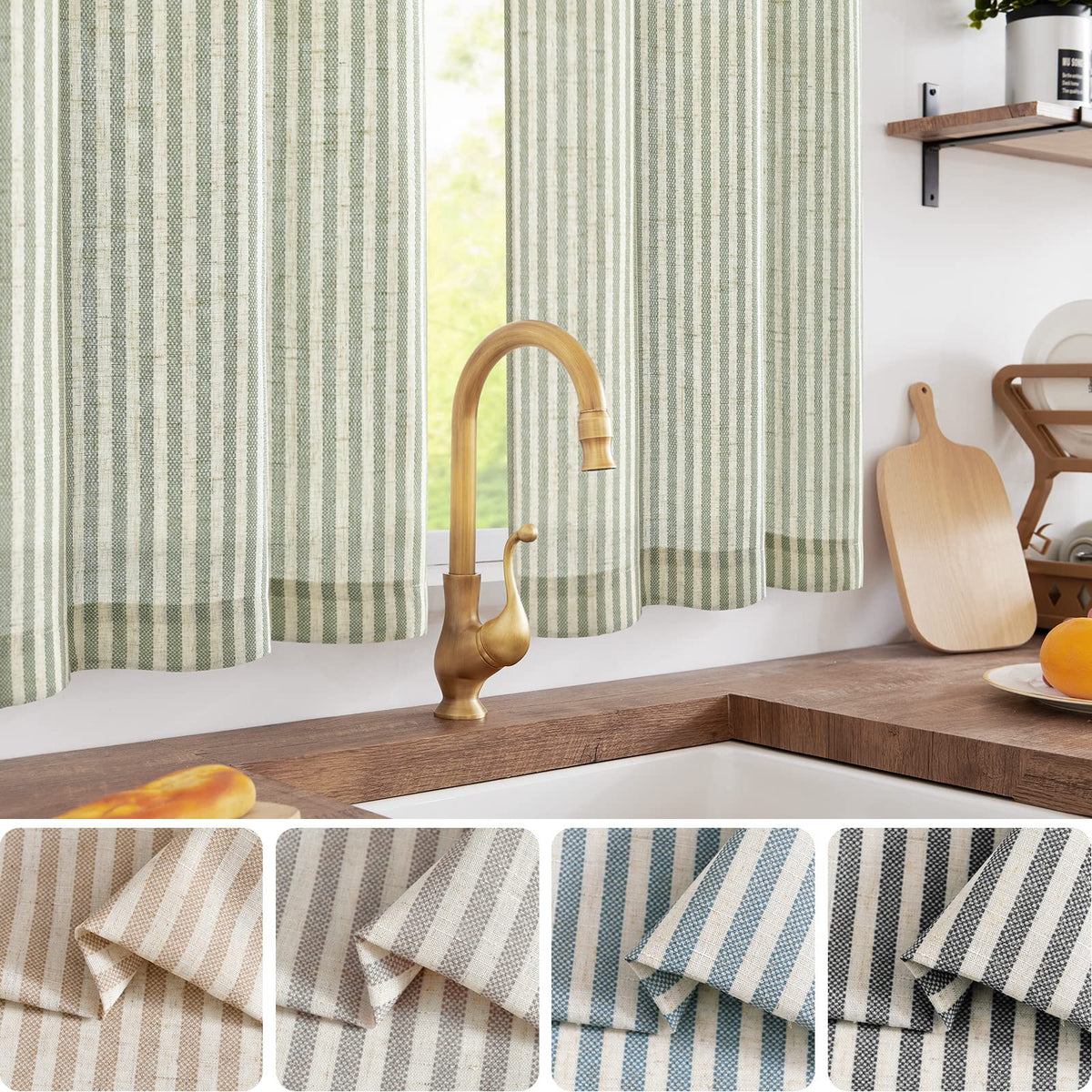 Jinchan striped linen close-up — natural texture adds cozy farmhouse charm.