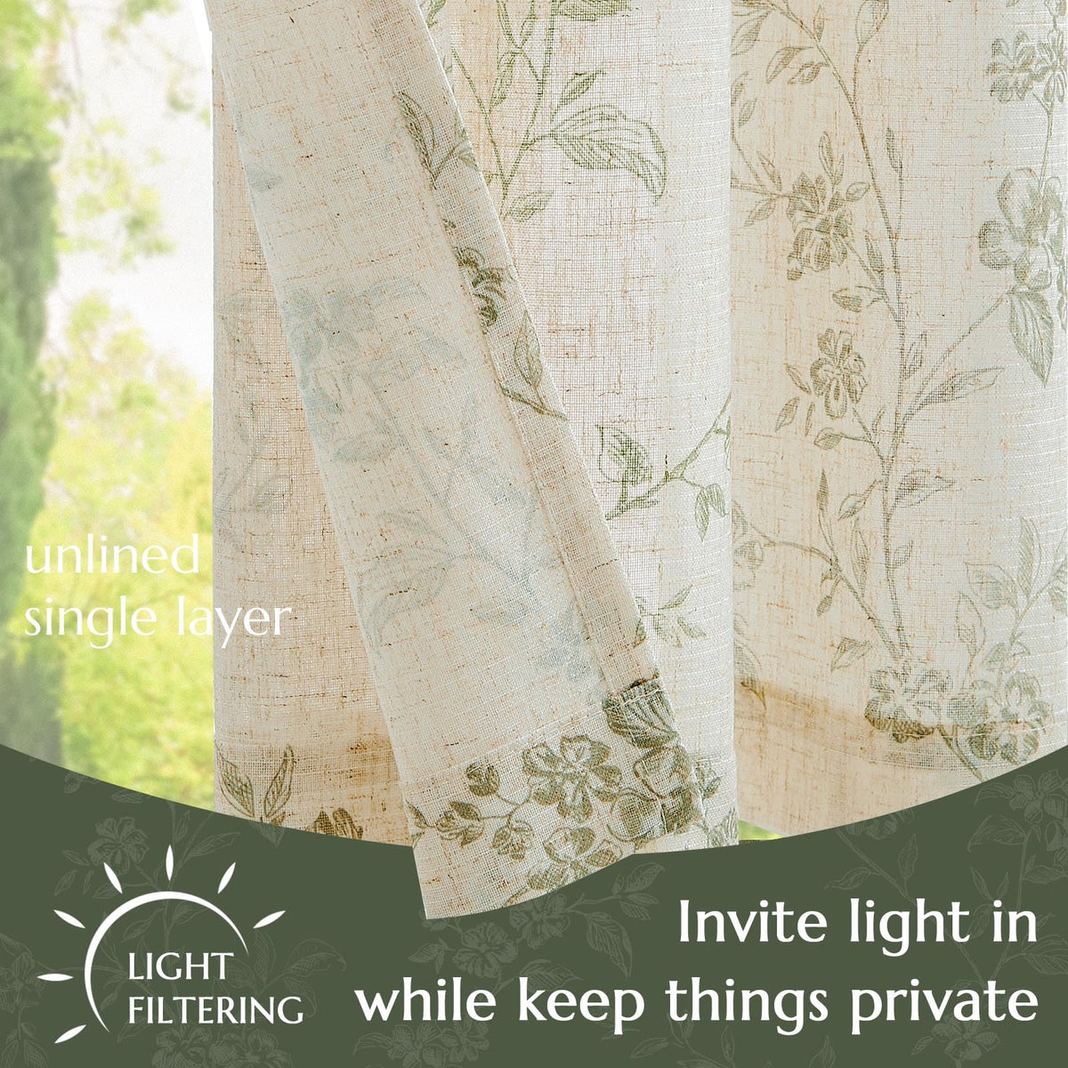 Jinchan two-panel kitchen curtain setup for versatile window coverage.
