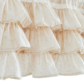Jinchan valance with dimensional woven texture enhances living room lighting