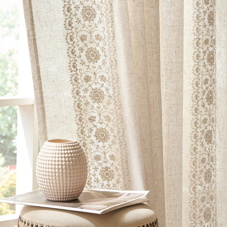 Jinchan Weslie embroidery closeup showing delicate floral details for serene bedrooms.