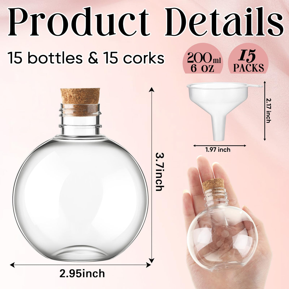Jinei wood cork bottles 15pcs set for decorative displays