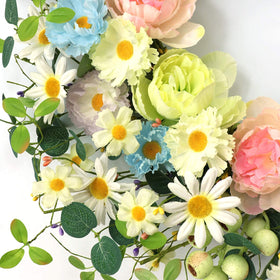 JINGHONG colorful spring summer wreath with daisies and roses