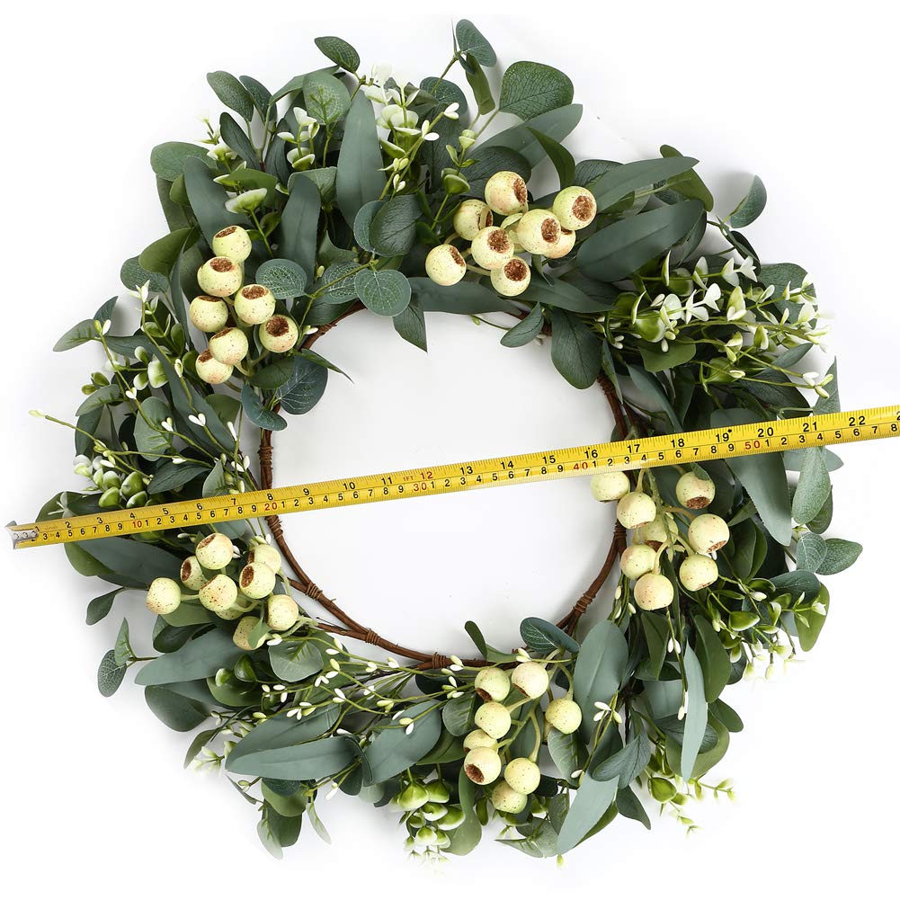 JINGHONG eucalyptus wreath big berries close-up boosts festive appeal.