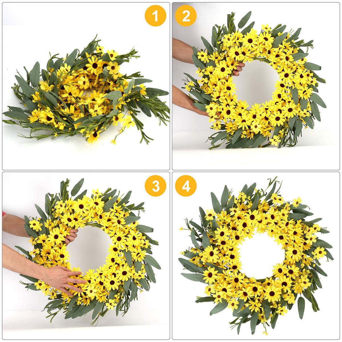 JINGHONG silk wreath with green leaves for indoor decor.