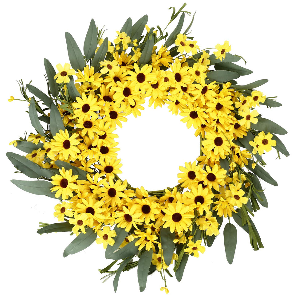 JINGHONG yellow spring wreath for front door, adds welcoming charm.