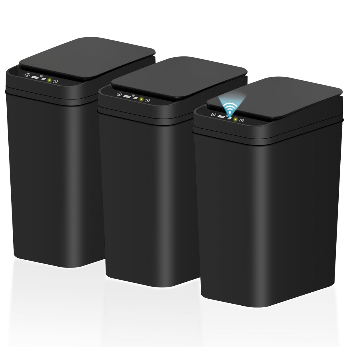 jinligogo 3Pack bathroom trash can with lid in compact, space-saving design