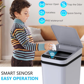 jinligogo touchless motion sensor trash bin: effortless opening for hygienic kitchen or bathroom use