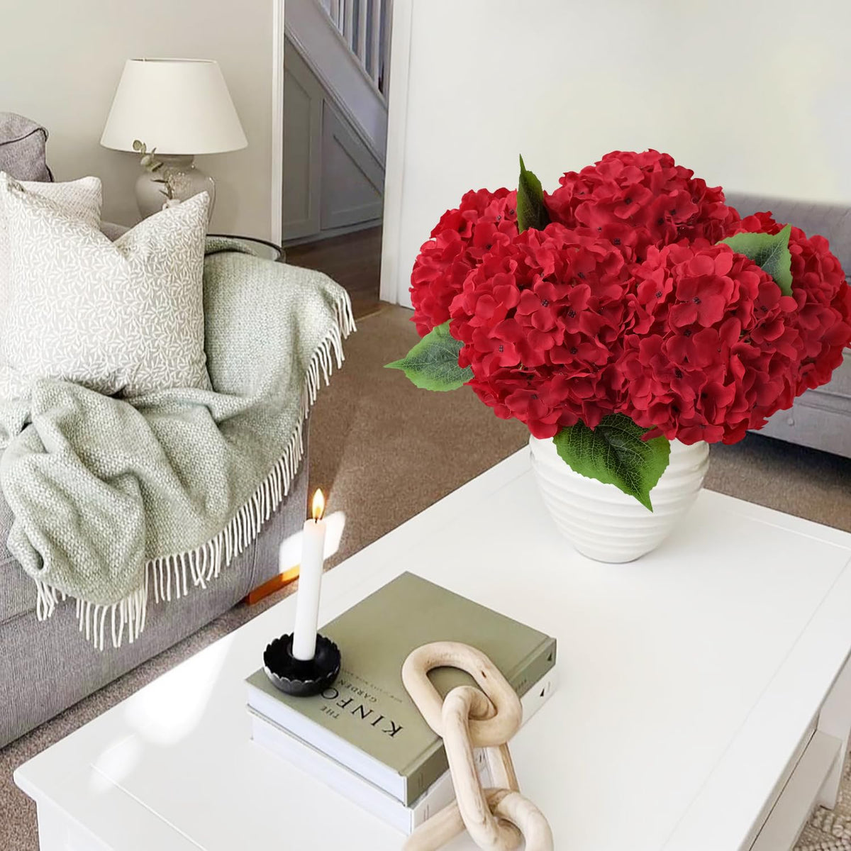 JINWOE 20-inch silk hydrangea plush flower highlights dramatic large blooms