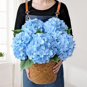 JINWOE blue hydrangea flower head close-up, lush and full for elegant bouquets