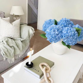 JINWOE blue hydrangea table centerpiece adding texture to home decor