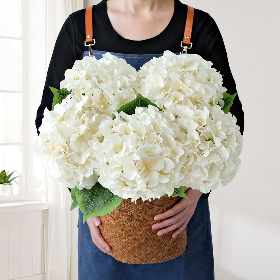 JINWOE Boho silk hydrangea cream flower head for a bold table centerpiece