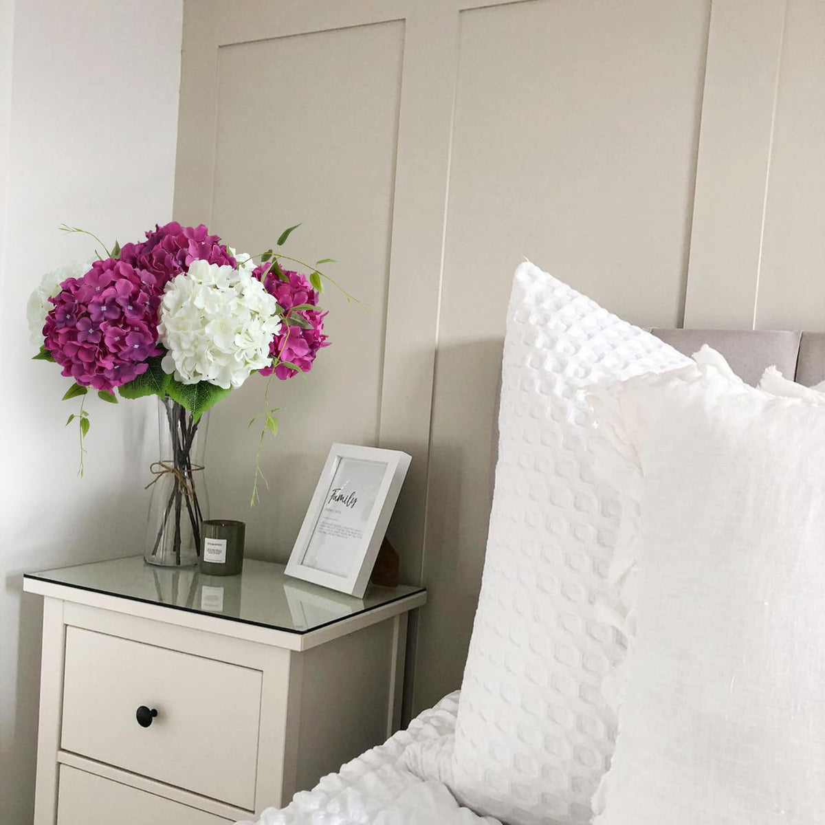 JINWOE cream hydrangea office decoration for a refined workspace