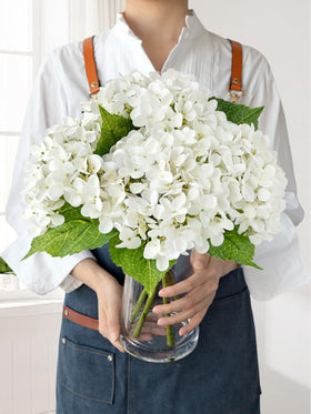 JINWOE hydrangea bouquet, 20-inch ivory white lifelike blooms for centerpieces.