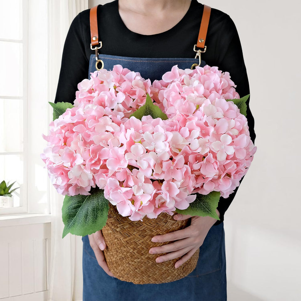 JINWOE light pink hydrangea flowers showcase large lifelike petals for elegant bouquets