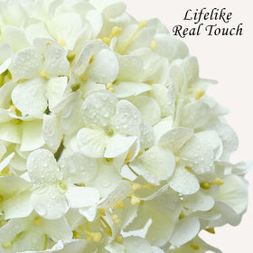 JINWOE white hydrangea petals close-up showing lifelike texture