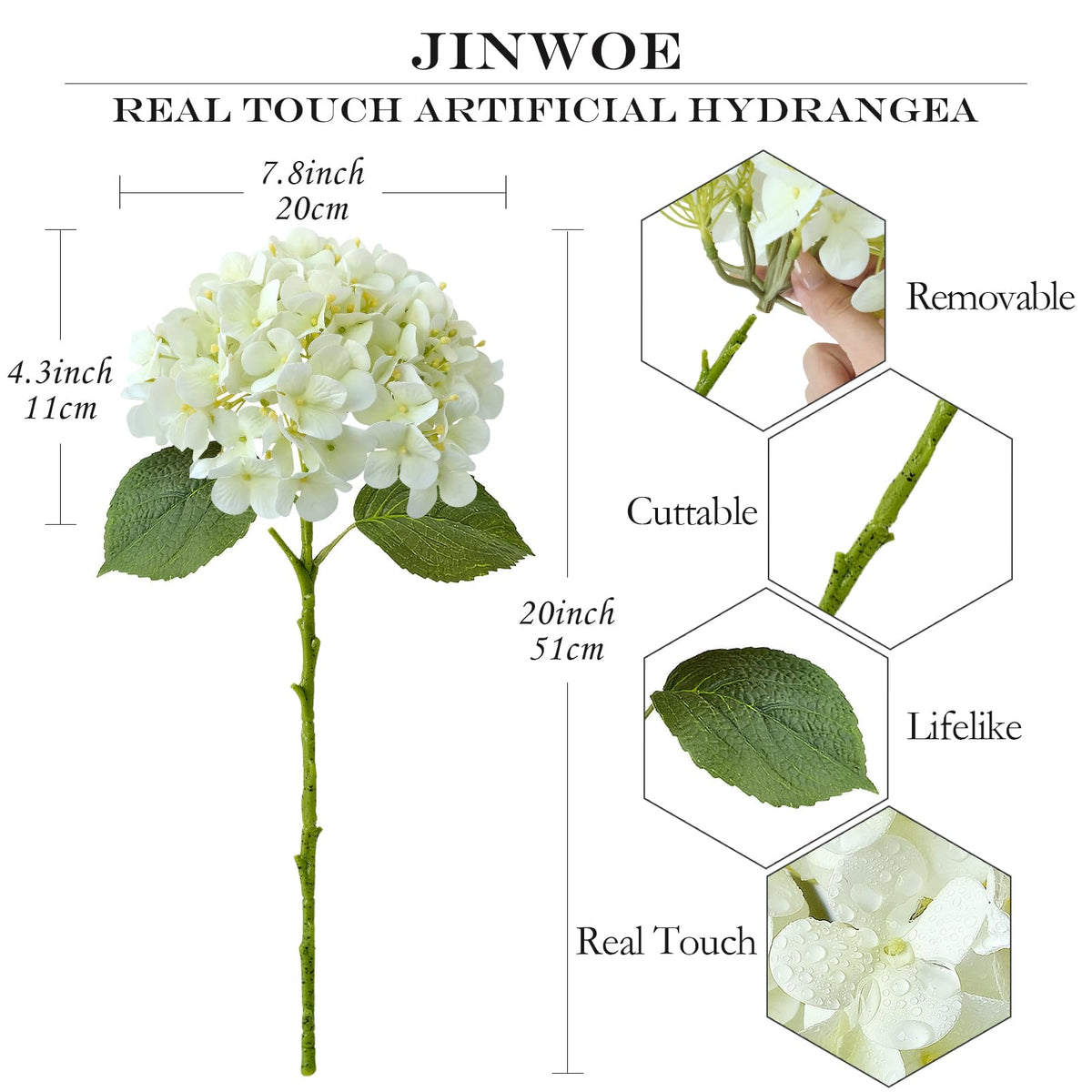 JINWOE white hydrangea leaves add natural fullness to arrangements
