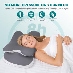 Center cavity cradle supports neck and shoulders for better alignment.