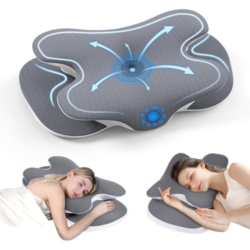 JINXIA cervical neck pillow features ergonomic contour to support head and neck for restful nights.