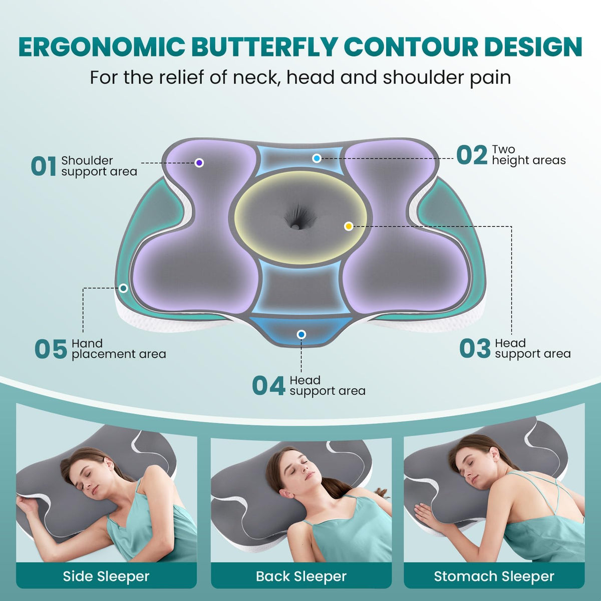 JINXIA memory foam core adapts to your head shape for lasting comfort.