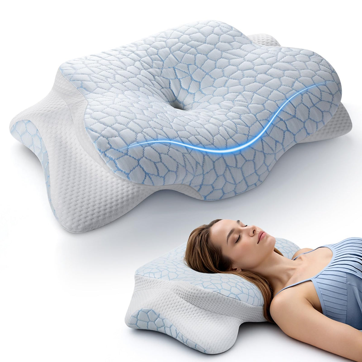 JINXIA cervical neck pillow with ergonomic design supports neck and shoulder comfort.