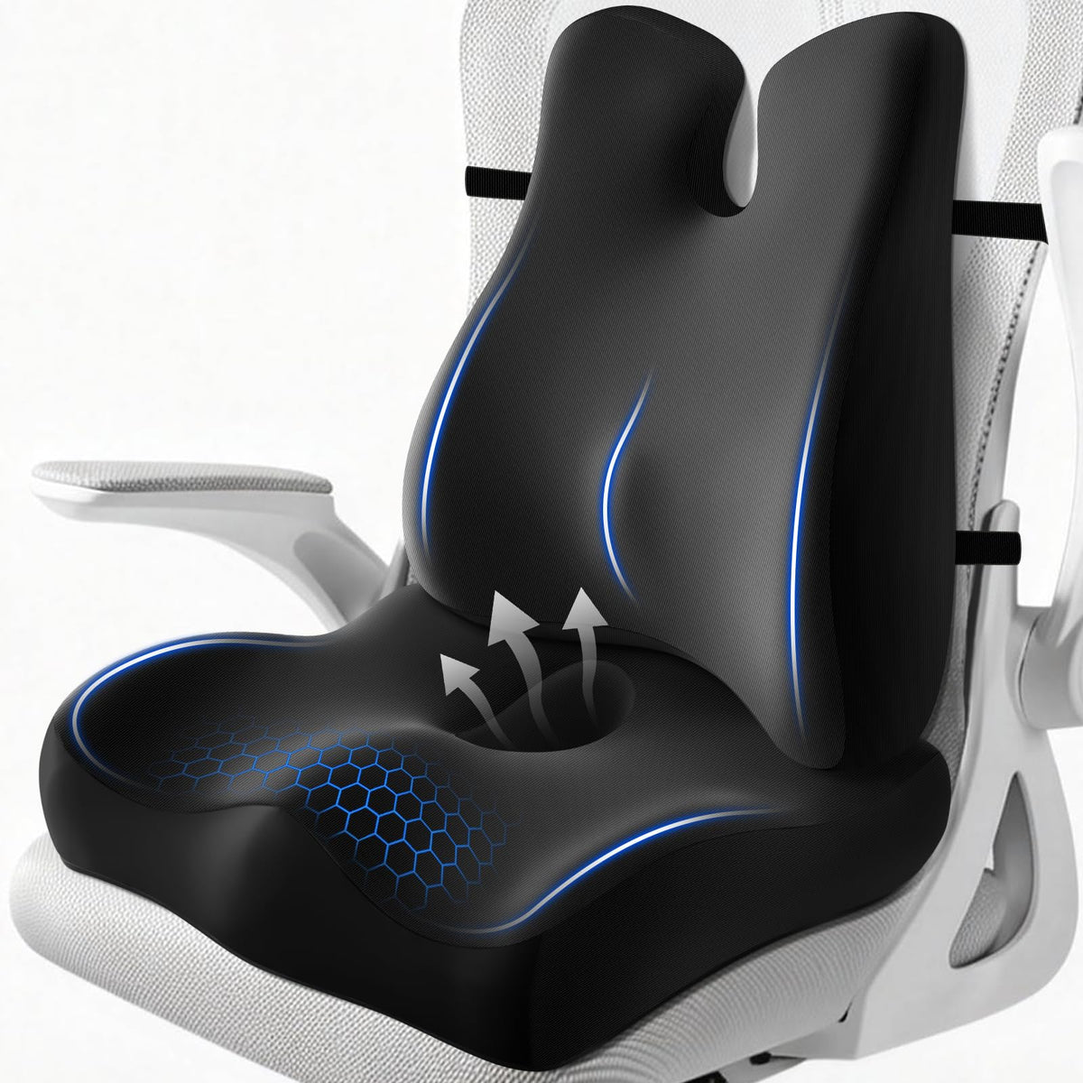 JIPORIER lumbar support pillow on an office chair for all-day comfort.