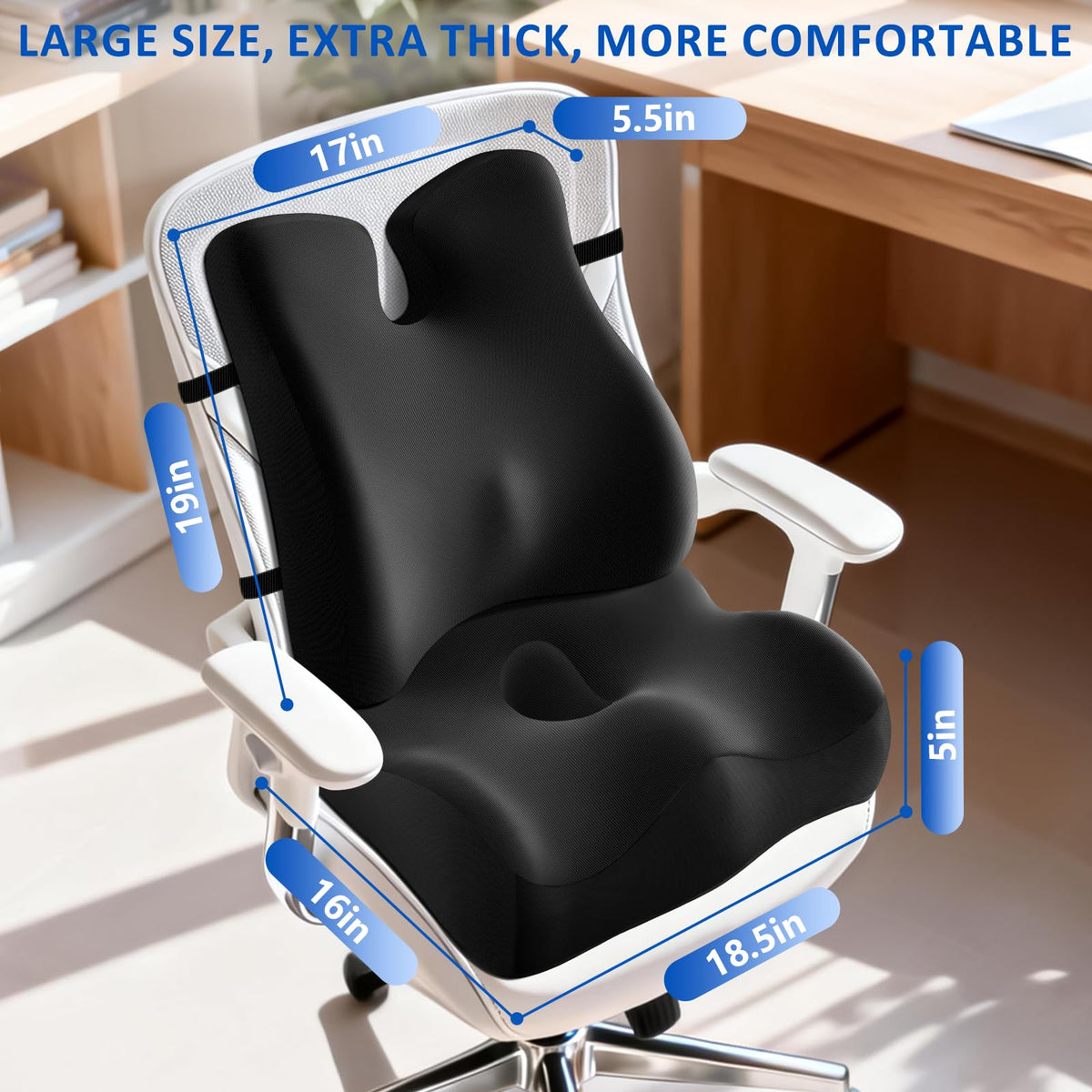 JIPORIER ergonomic contour supports proper posture during long work sessions.