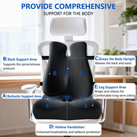 Close-up of JIPORIER memory foam cushion elevating tailbone relief.
